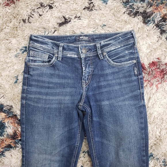 Silver Jeans Suki Slim Boot Bootcut Flare Mid Rise Western Stretchy Dark Short - Picture 5 of 13